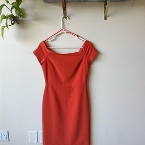 Alice + Olivia Orange Sheath Midi Dress